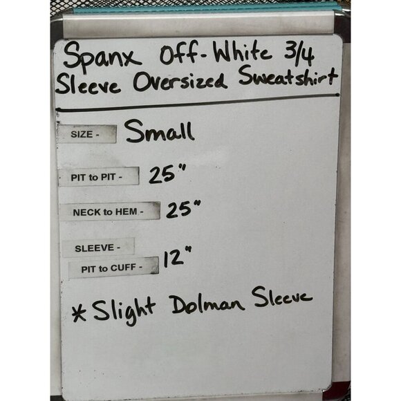 Spanx Perfect Length Dolman 3/4 slv Oversized Off-White Top Sweatshirt Sz Small - Picture 7 of 7